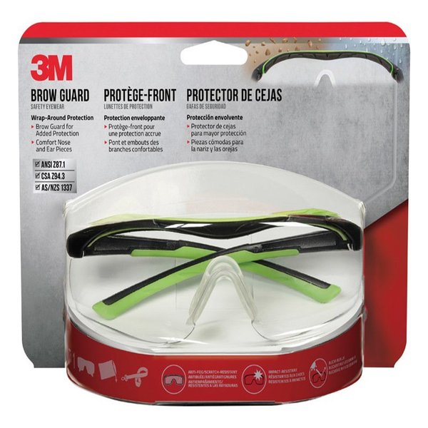 Scotch 3M Anti-Fog Safety Glasses Clear Lens Black/Green Frame 1 pc 47100H1-DC
